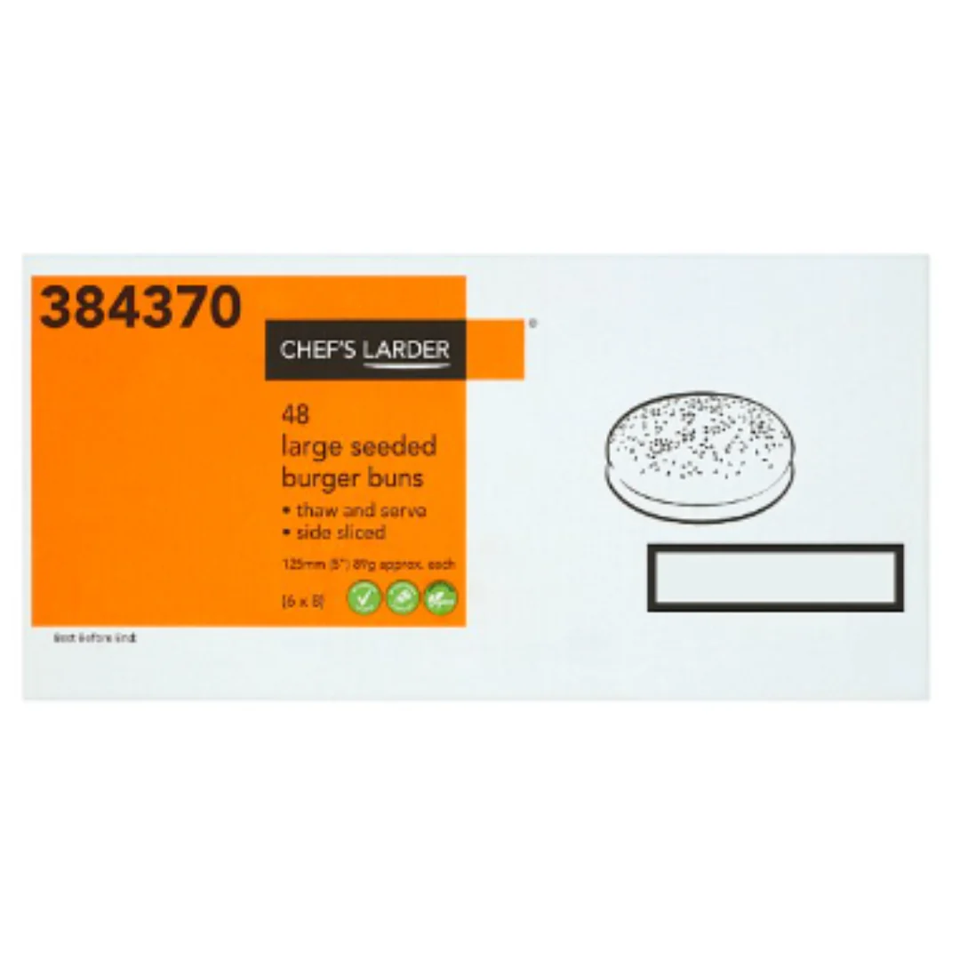 Chef's Larder 48 Large Seeded Burger Buns 4.2kg x 1 Pack