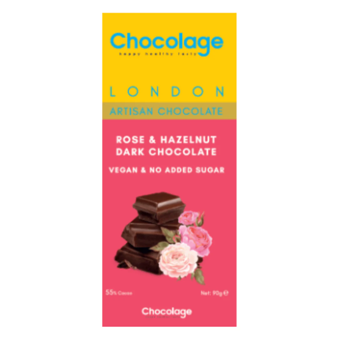 Chocolage Rose & Hazelnut Vegan Dark Chocolate 90gr
