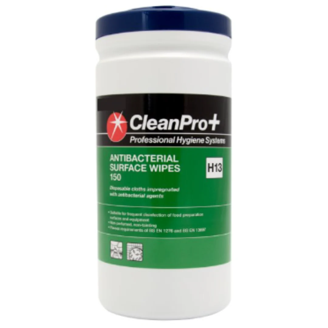 CleanPro+ Antibacterial Surface Wipes 150 H13 x 6