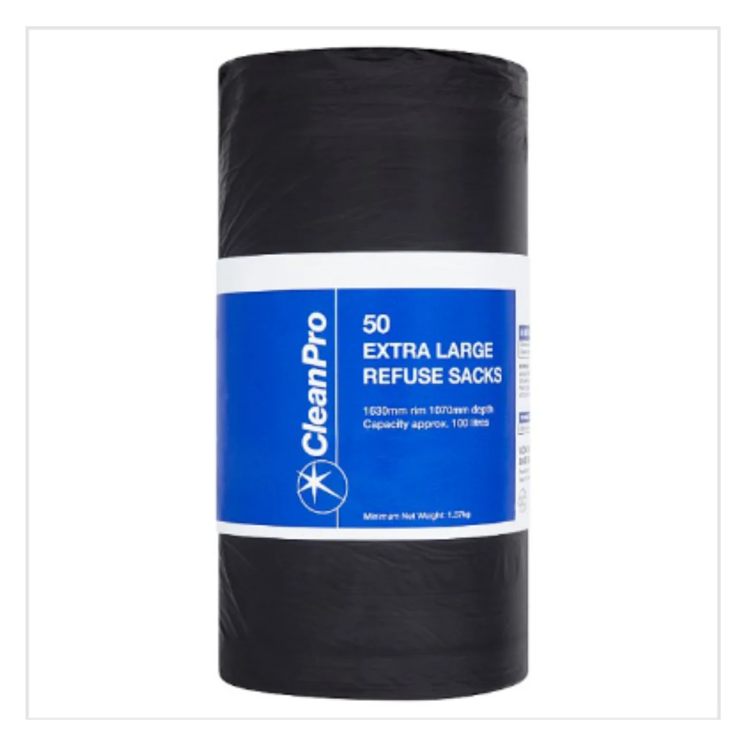 CleanPro 50 Extra Large Refuse Sacks | Approx 50 per Case| Case of 8