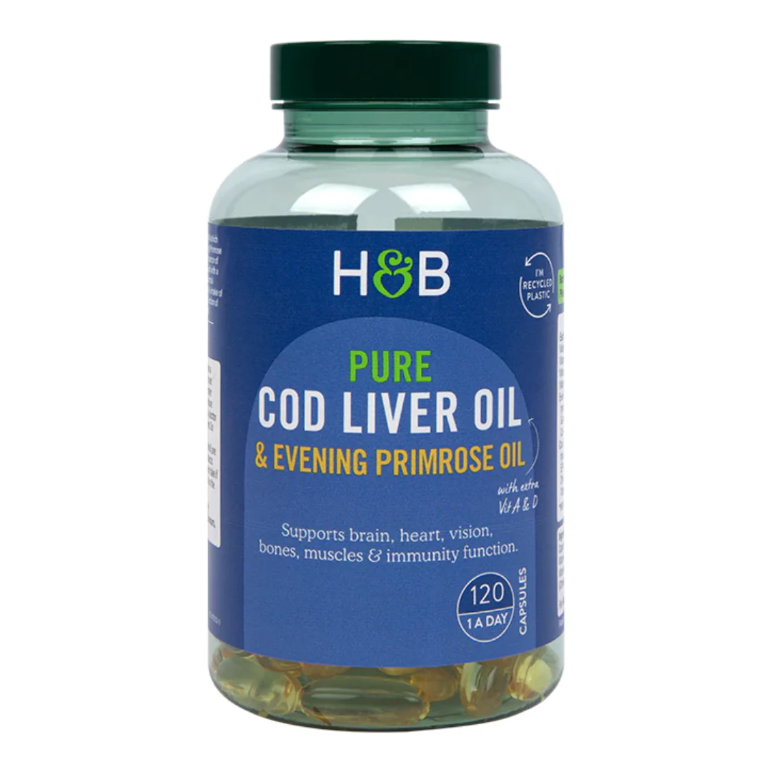 Holland & Barrett Pure Cod Liver Oil with Evening Primrose Oil 500mg 120 Capsules