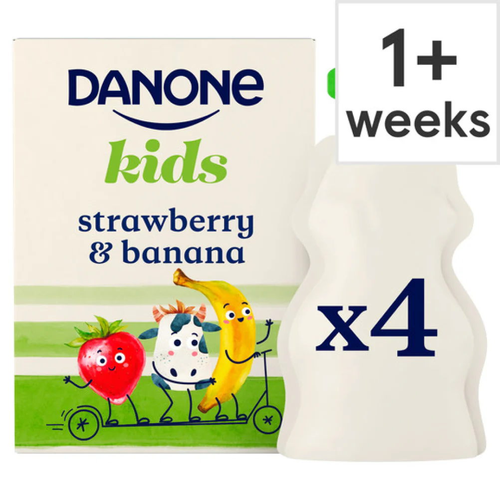 Danone Kids Organic Strawberry & Banana Yogurt 4 X 70G