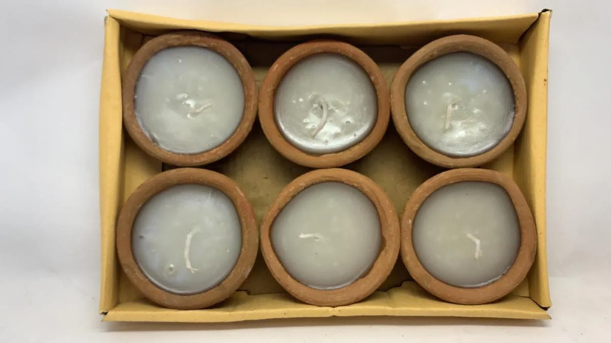 Designer Clay Diya WITH Wax 6pc x 6 pack