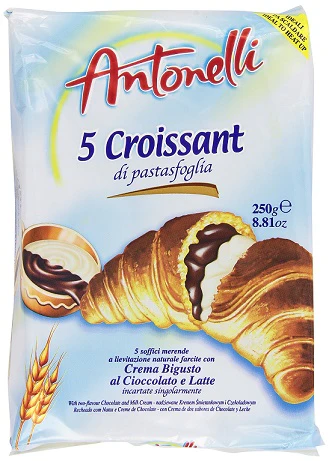 8x Antonelli 5 Pack Cocoa Croissants 250g