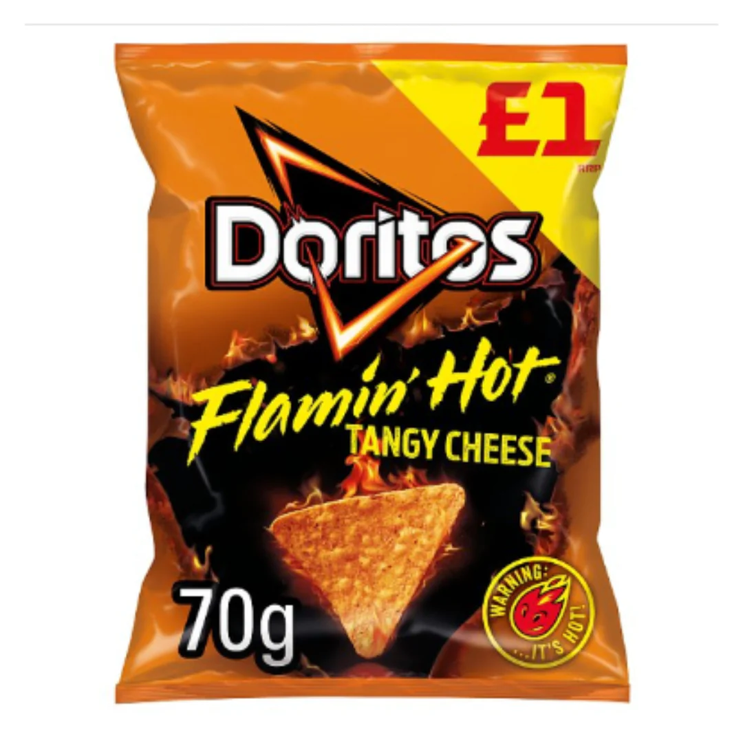 Doritos Flamin' Hot Tangy Cheese Tortilla Chips 70g x Case of 15
