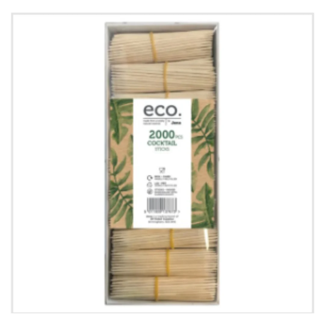 Eco by Jena 2000 Cocktail Sticks | Approx 2000 per Case| Case of 24