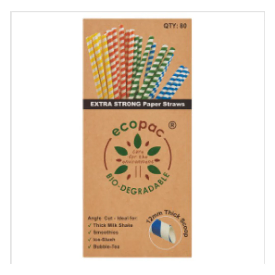 Ecopac 80 Extra Strong Paper Straw | Approx 80 per Case| Case of 1
