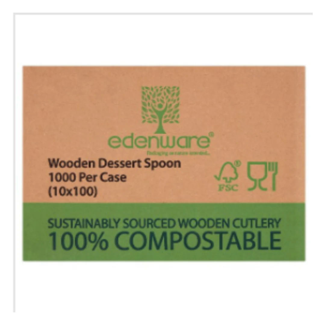 Edenware 100 Wooden Dessert Spoon |Eco Friendly|Approx 100 per Case| Case of 1