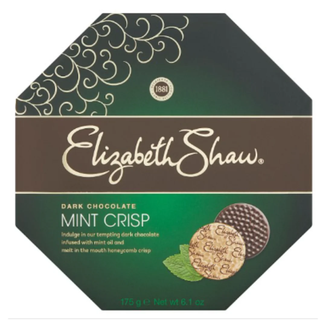 Elizabeth Shaw Dark Chocolate Mint Crisp 175g x Case of 8
