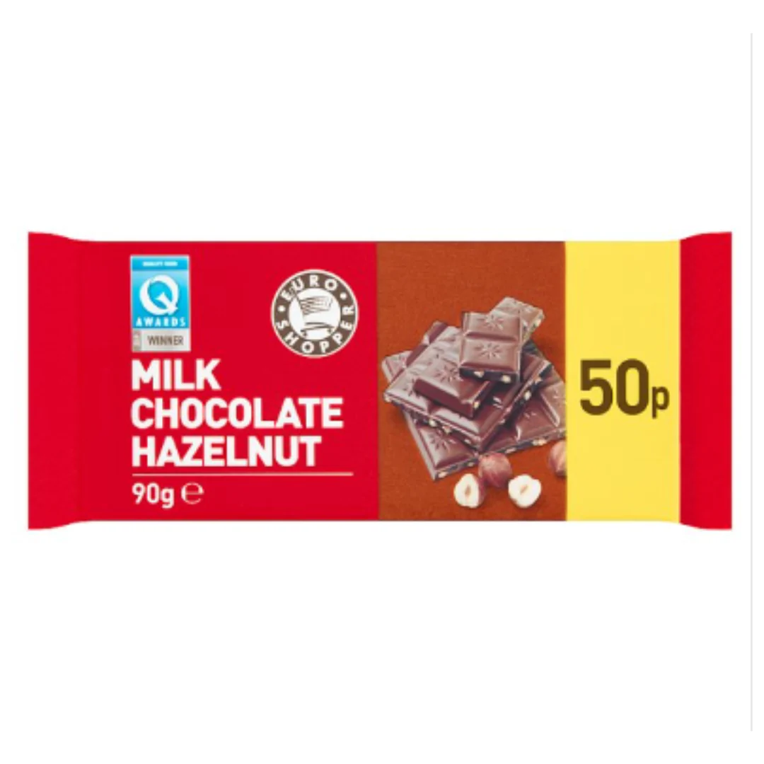 Euro Shopper Milk Chocolate Hazelnut 90g x Case of 26