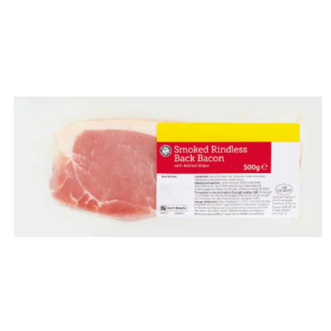 Euro Shopper Smoked Rindless Back Bacon with Added Water 500g x 2 Packs