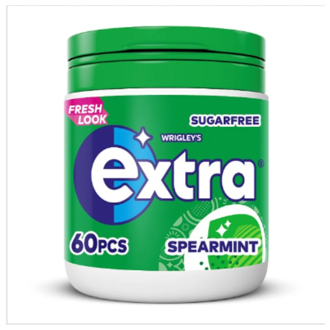 Extra Spearmint Chewing Gum Sugar Free Bottle 60 Pieces x Case of 36