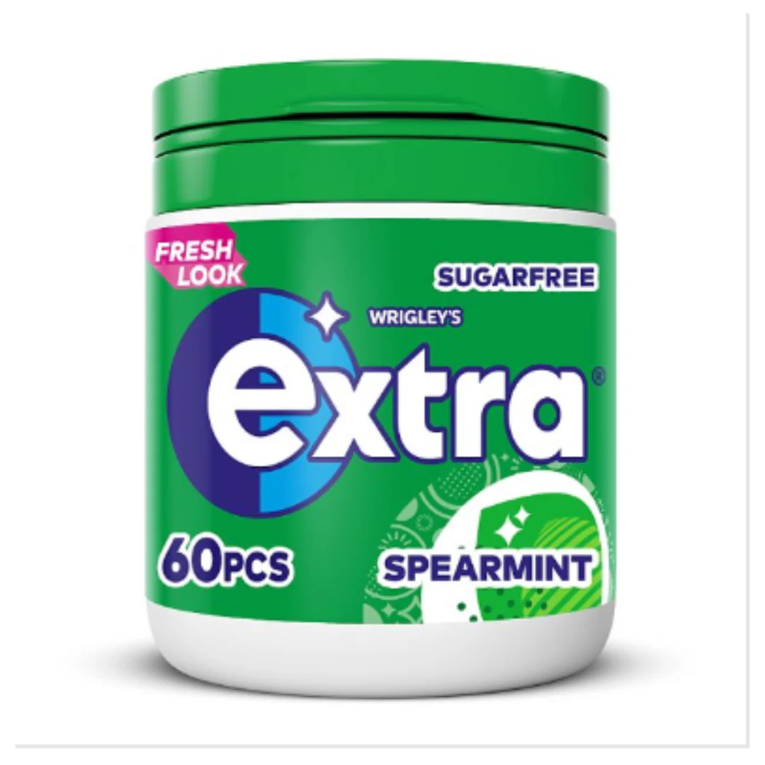 Extra Spearmint Chewing Gum Sugar Free Bottle 60 Pieces x Case of 6