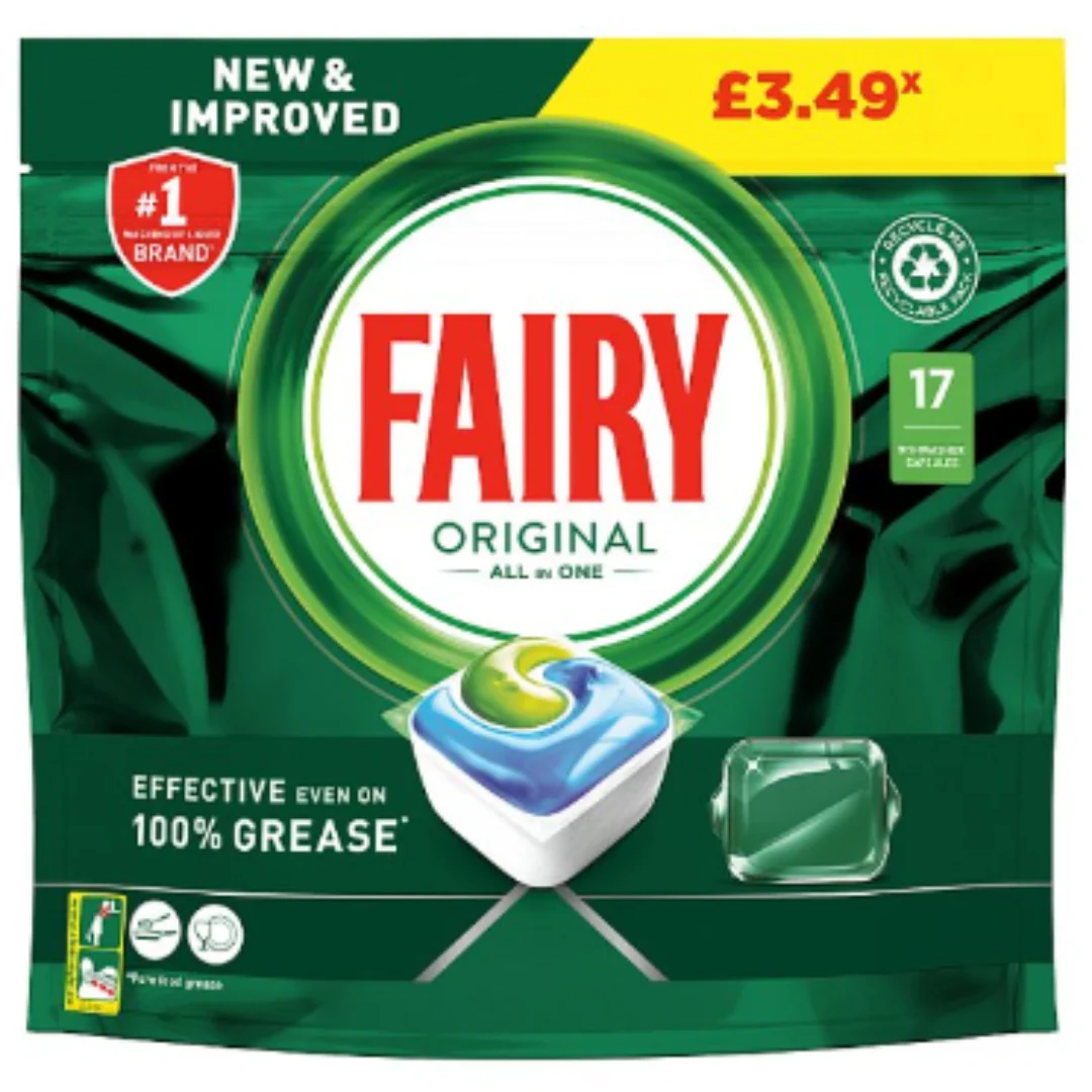 Fairy Original All In One Dishwasher Tablets Regular, 17 Capsules x Case of 5