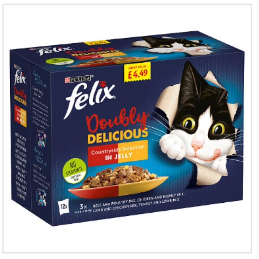 Felix Doubly Delicious Countryside Selection in Jelly 100g x 48 Pouches
