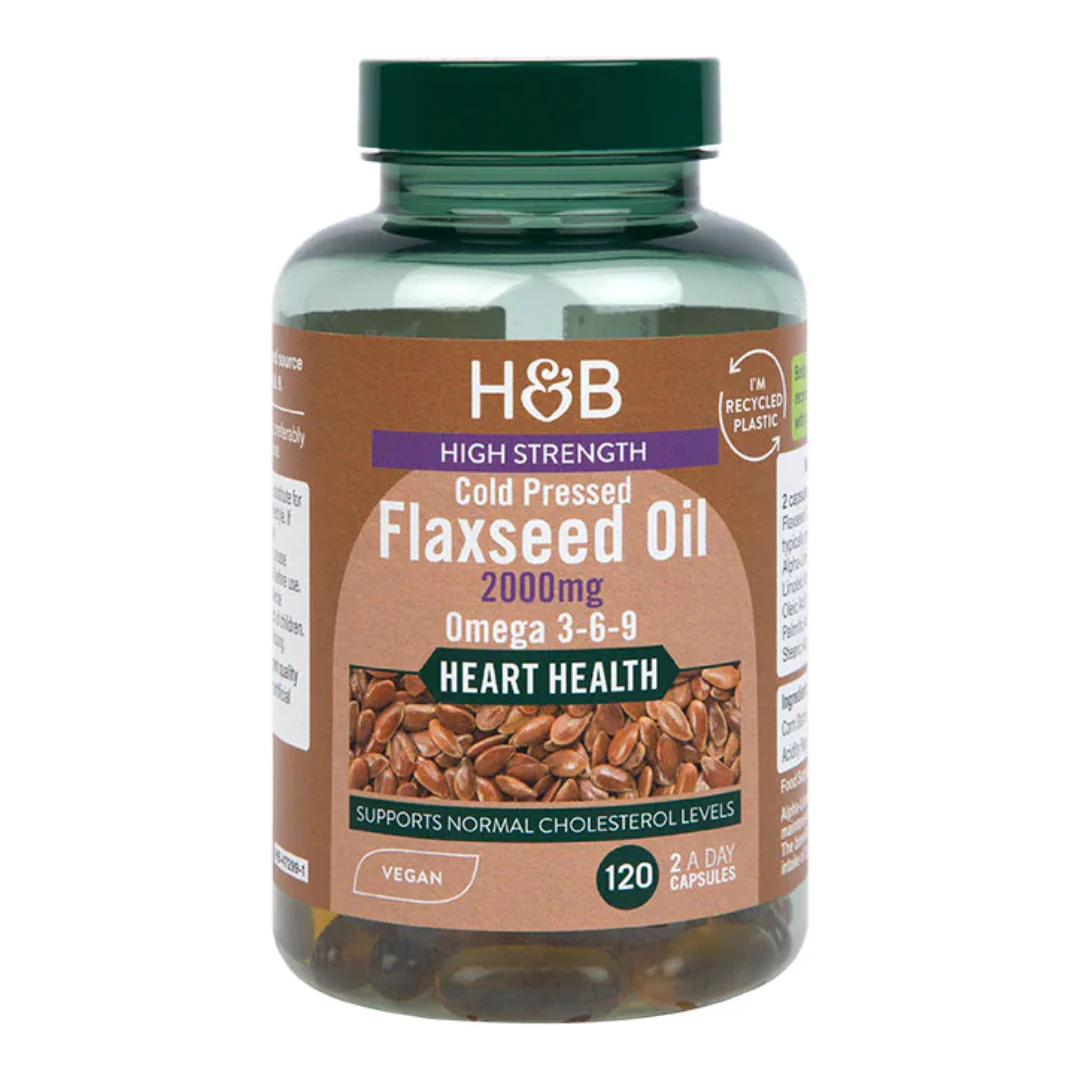 Holland & Barrett Vegan High Strength Flaxseed Triple Omega 3-6-9 Oil 2000mg 120 Capsules