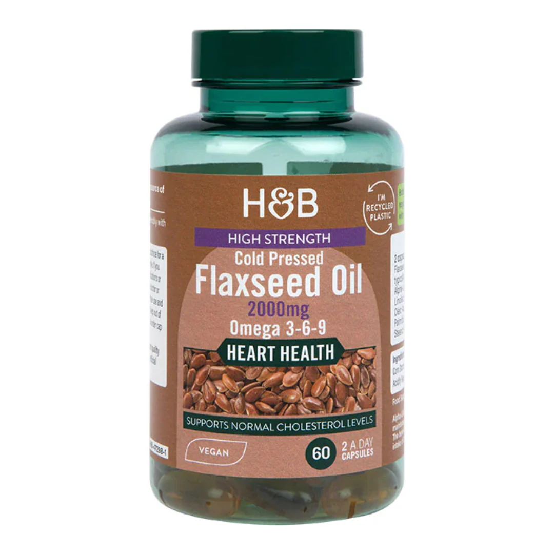 Holland & Barrett Vegan High Strength Flaxseed Triple Omega 3-6-9 Oil 2000mg 60 Capsules