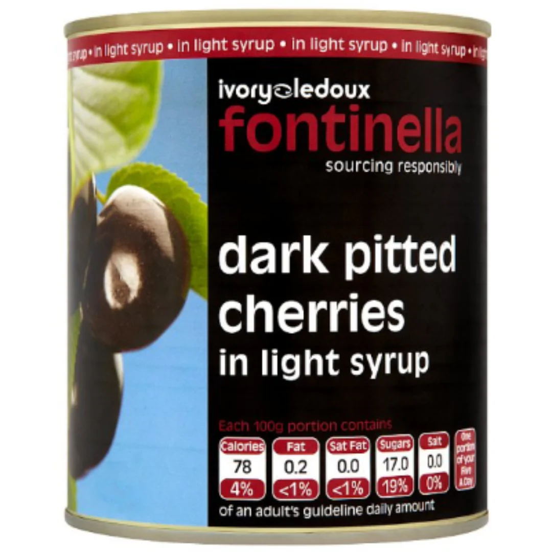 Fontinella Dark Pitted Cherries in Light Syrup 810g x 1