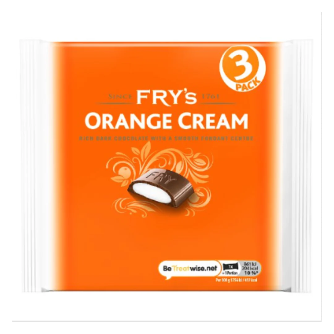 Fry's Orange Cream Chocolate Bar 3 Pack 147g x Case of 16