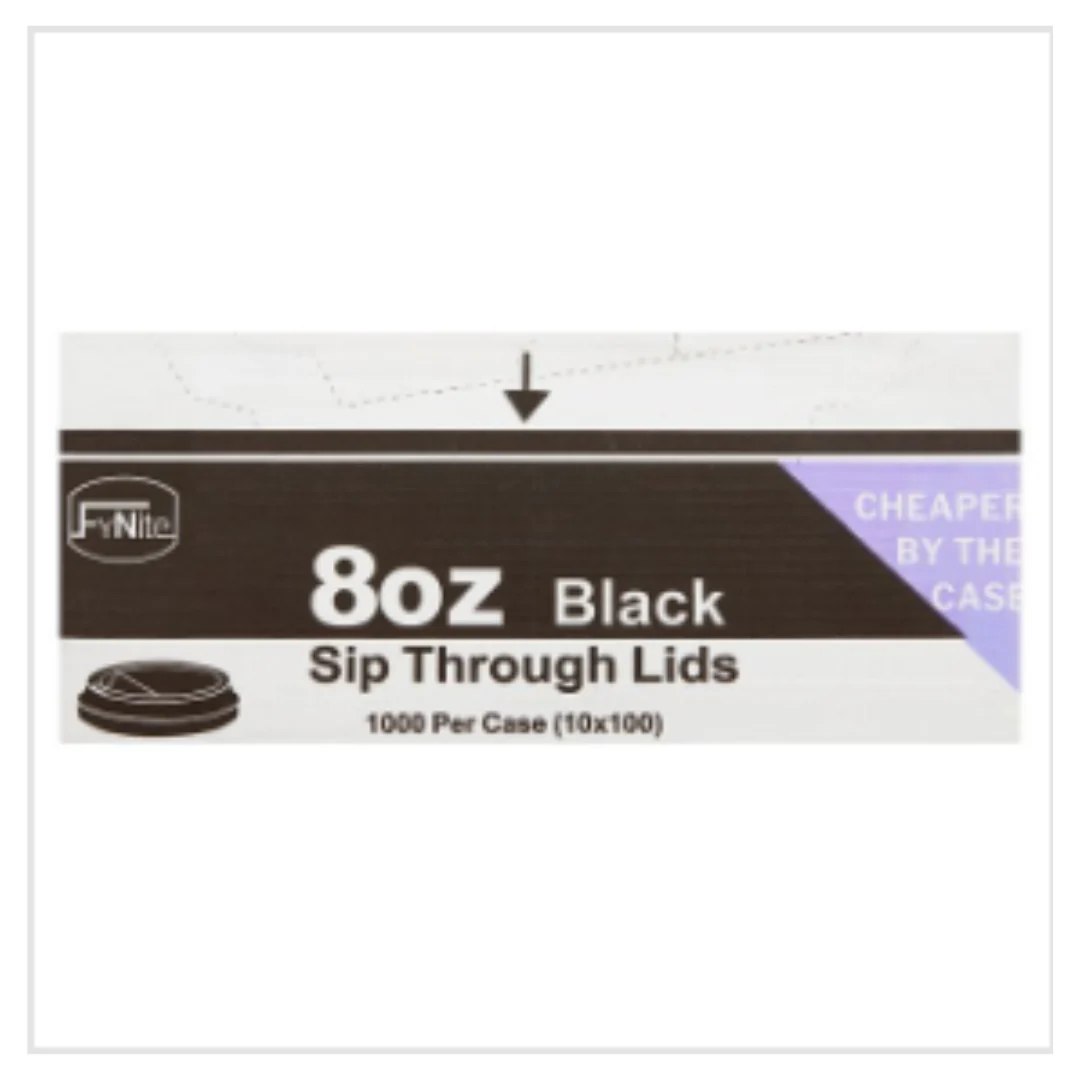 FyNite Sip Through Lids Black 8oz 10 x 100