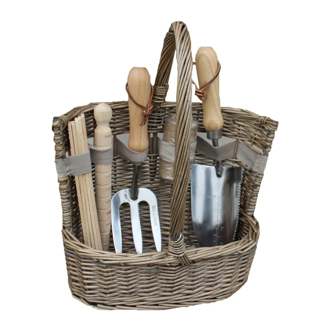 Small Antique Wash Deluxe Garden Tool Basket