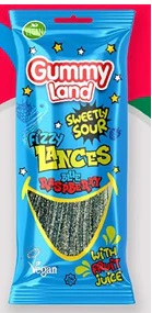 12x Gummy Land Fizzy Blue Rasp. Lances