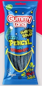 12x Gummy Land Fizzy Blue Rasp. Pencils