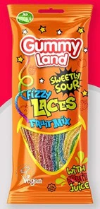 12x Gummy Land Fizzy Fruit Mix Laces(Orange)