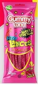 12x Gummy Land Fizzy Sweet & Sour Strawberry Lances