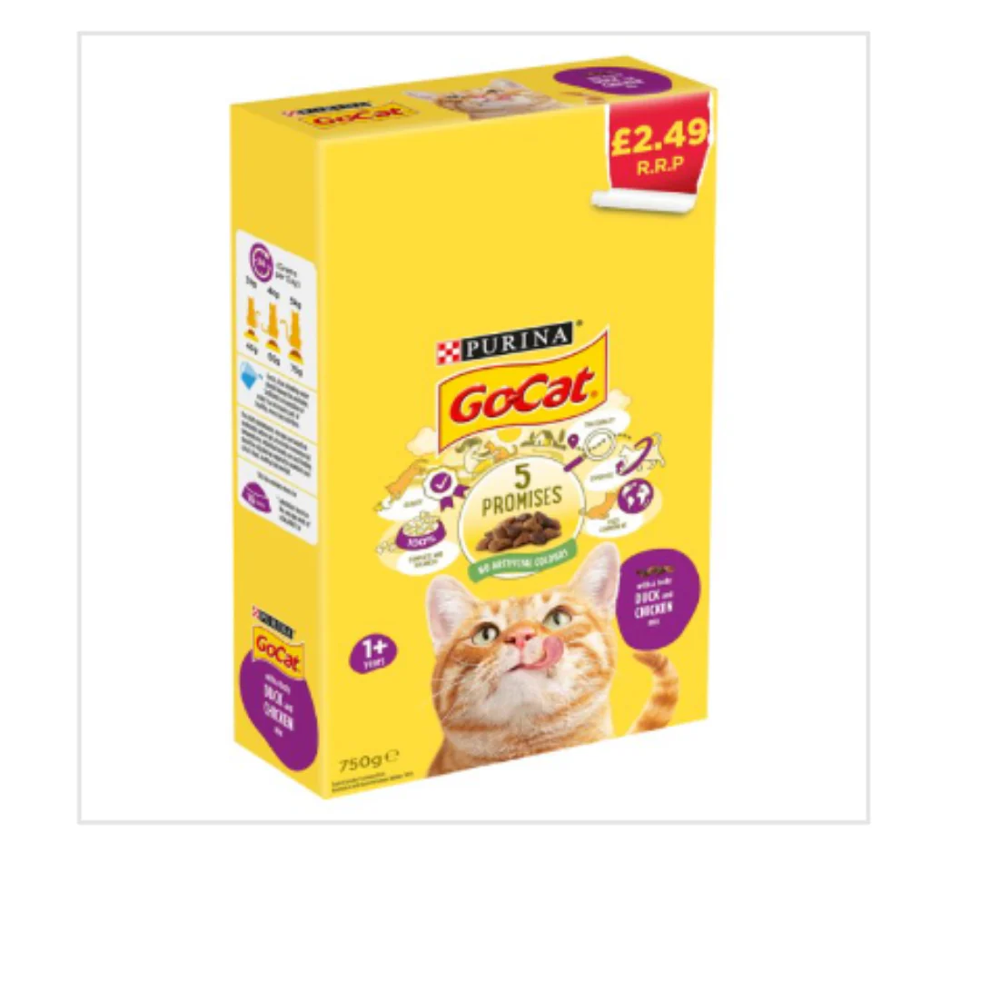 Go-Cat With a Tasty Duck and Chicken Mix 1+ Years 750g x Case of 5