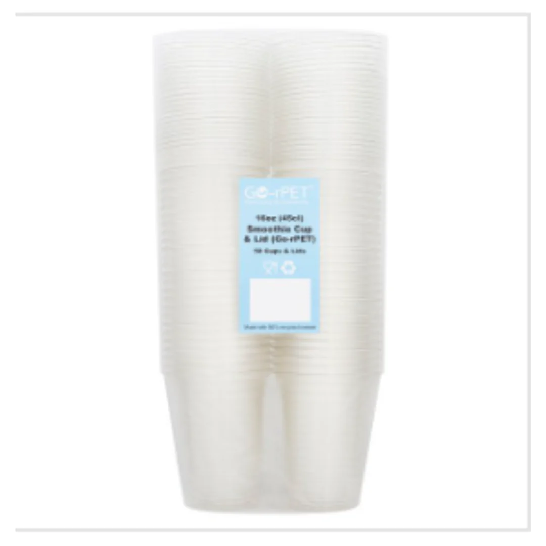 Go-rPET 50 Clear Smoothie Cup & Lid [Sub for M222025 ] | Approx 50 per Case| Case of 1