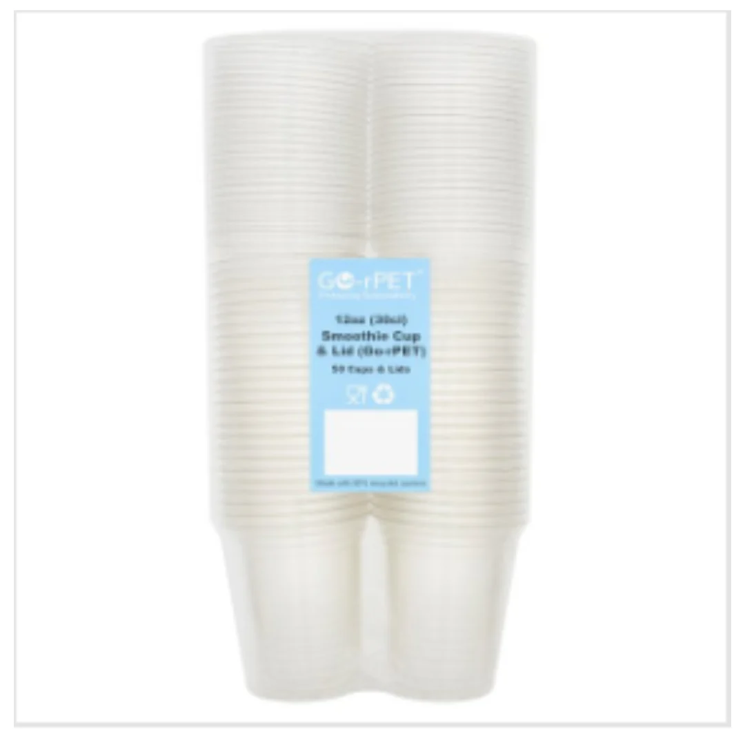 Go-rPET 50 Smoothie Cup & Lid Clear 30cl [Sub for M222204 ] | Approx 50 per Case| Case of 1