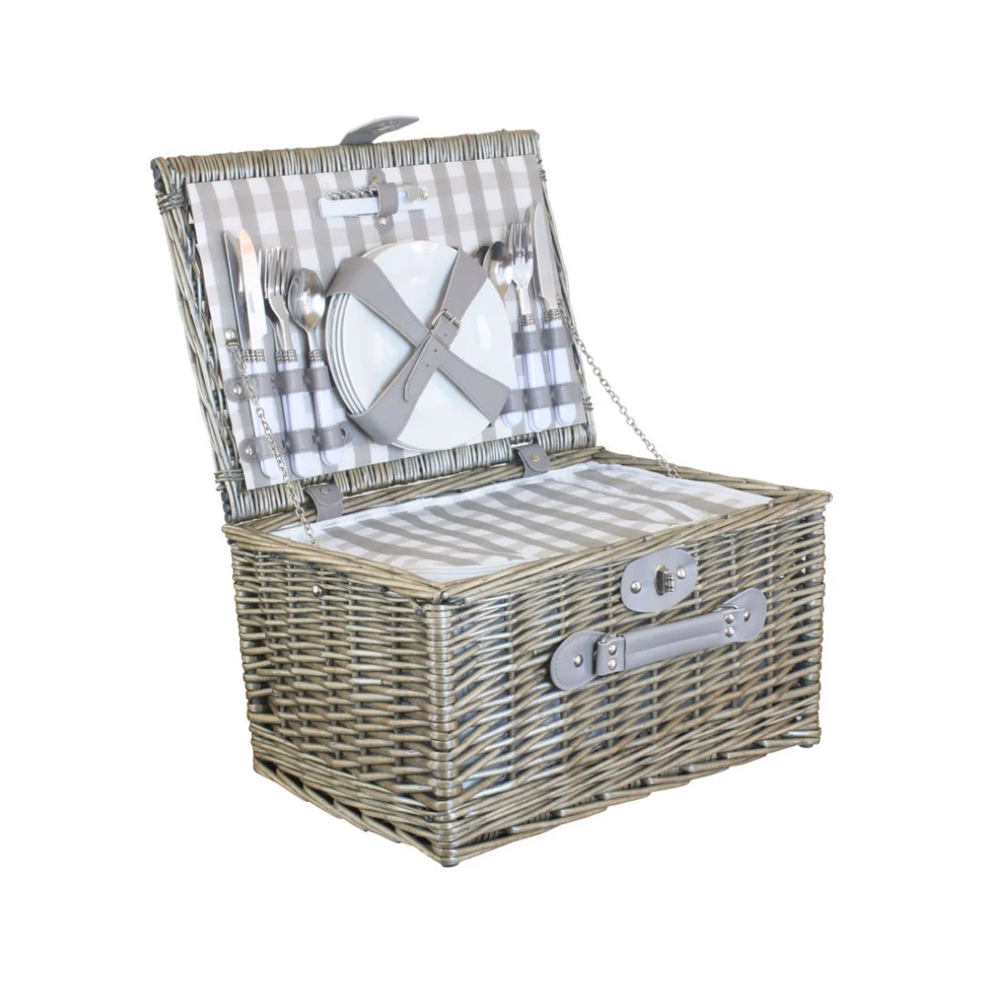 4 Person Grey Checked Chiller Hamper