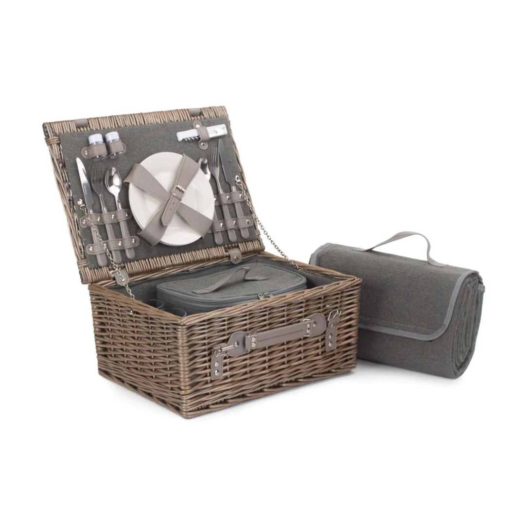 2 Person Grey Tweed Hamper
