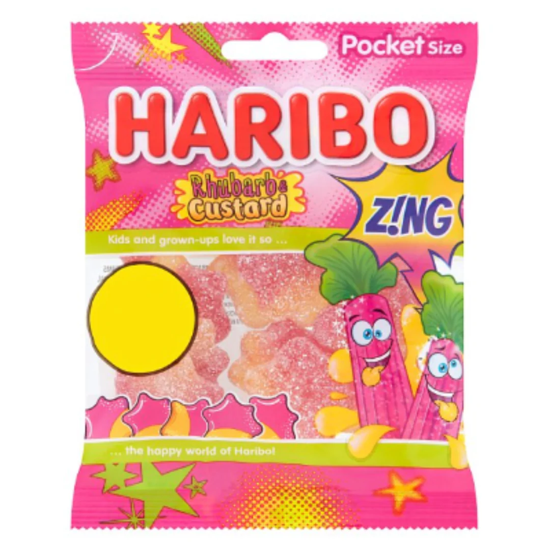 HARIBO Rhubarb & Custard Z!NG 60g x Case of 20