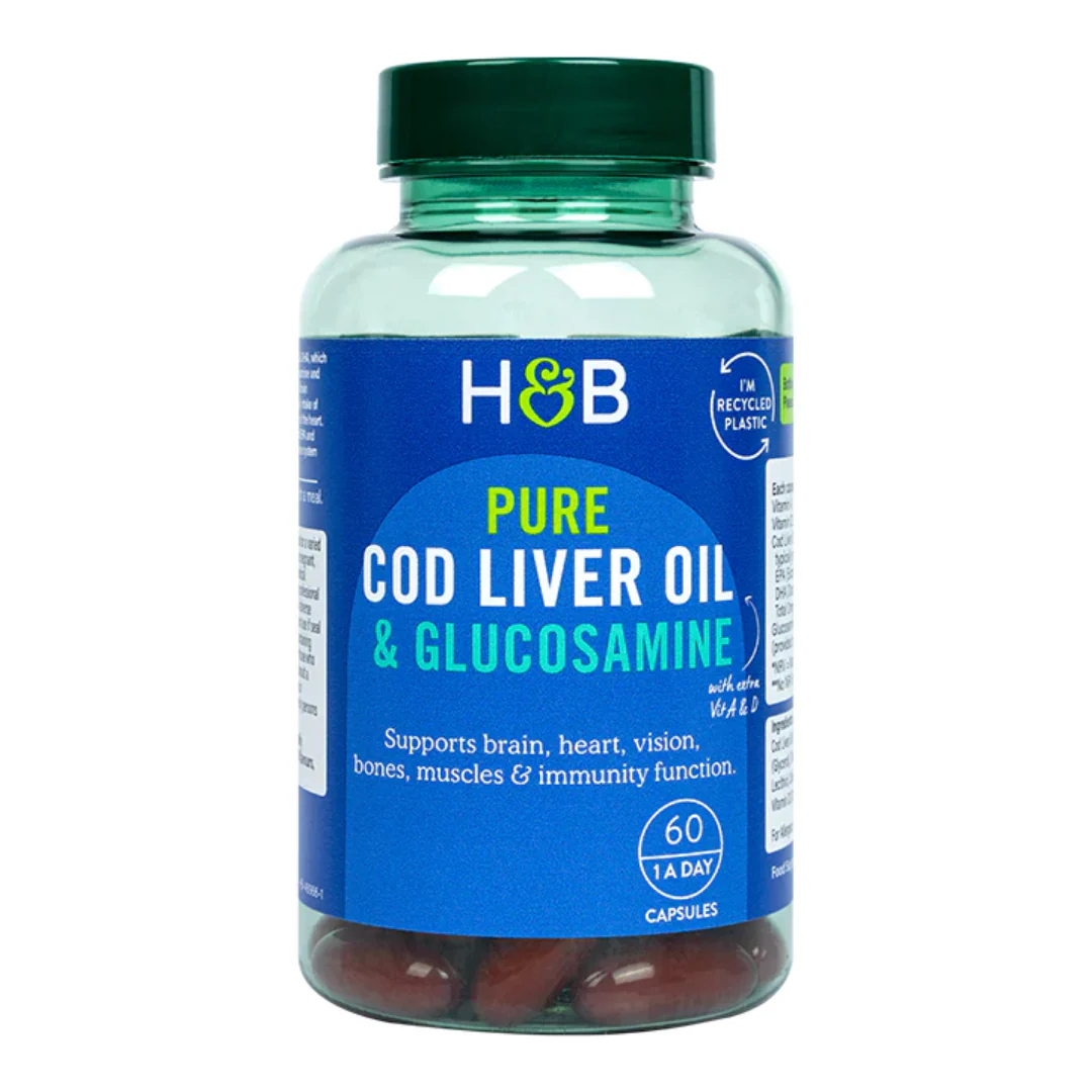 Holland & Barrett Pure Cod Liver Oil & Glucosamine 500mg 60 Capsules
