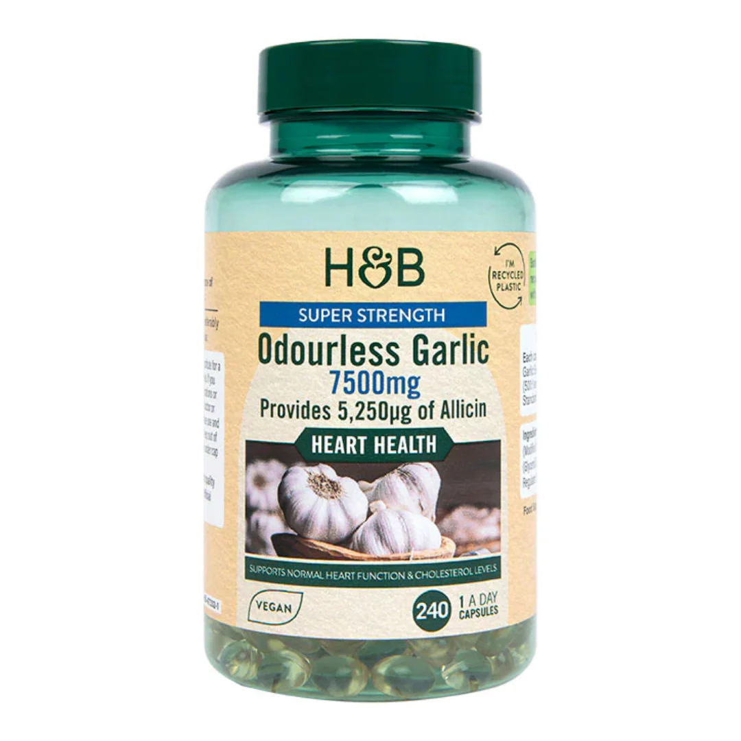 Holland & Barrett Max Strength Enteric Coated Odourless Garlic 7500mg 240 Capsules