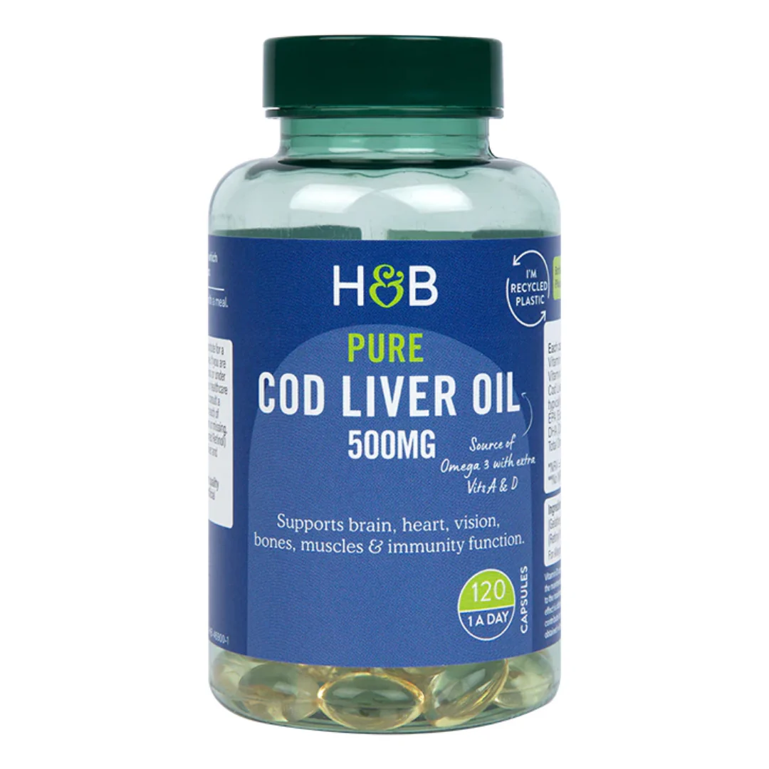 Holland & Barrett Pure Cod Liver Oil 500mg 120 Capsules