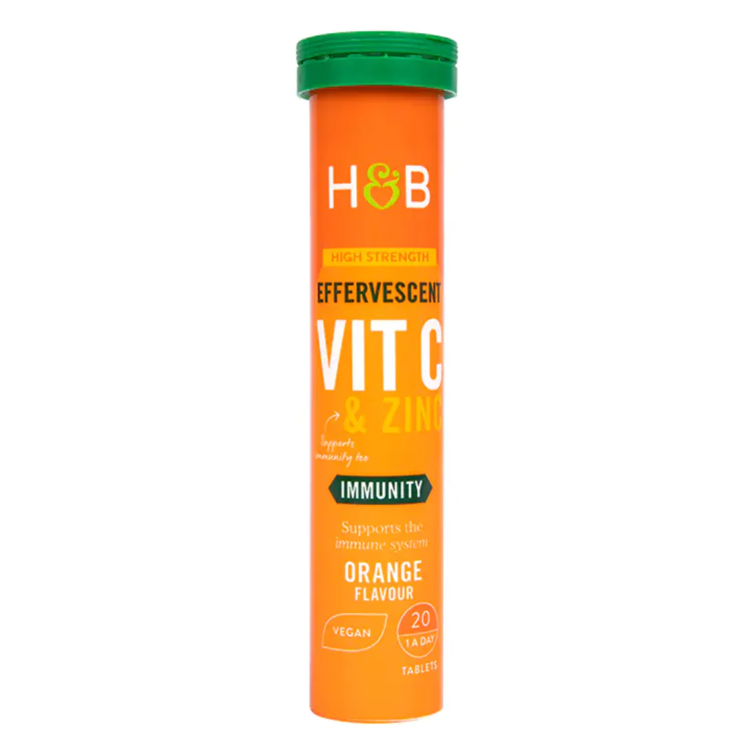 Holland & Barrett High Strength Effervescent Vit C & Zinc Orange Flavour 20 Tablets