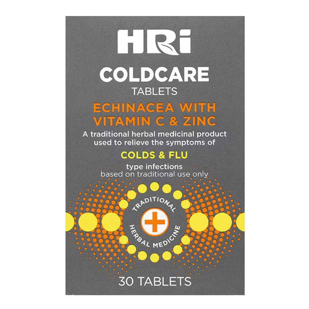 HRI Coldcare Echinacea with Vitamin C & Zinc 30 Tablets