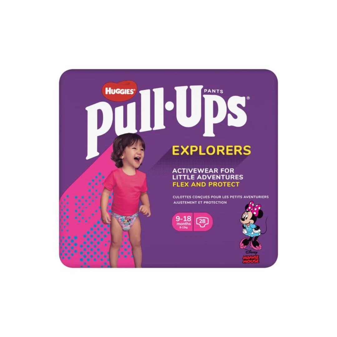 Huggies Pull Ups Explorers 9-18 Pink 28 Pack