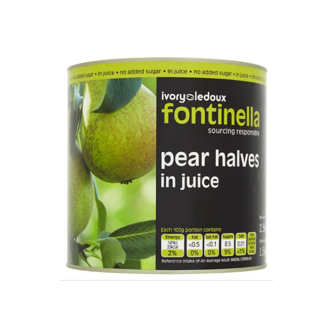 Ivory Ledoux Fontinella Pear Halves in Juice 2.5kg x 6