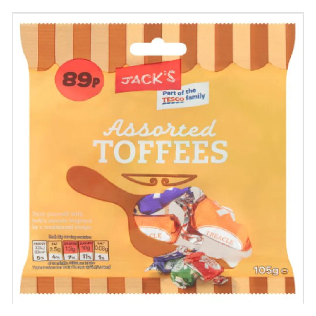 Jack's Assorted Toffees 105g x Case of 12
