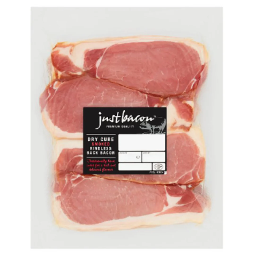 Just Bacon Dry Cure Smoked Rindless Back Bacon 2kg x 1 Pack