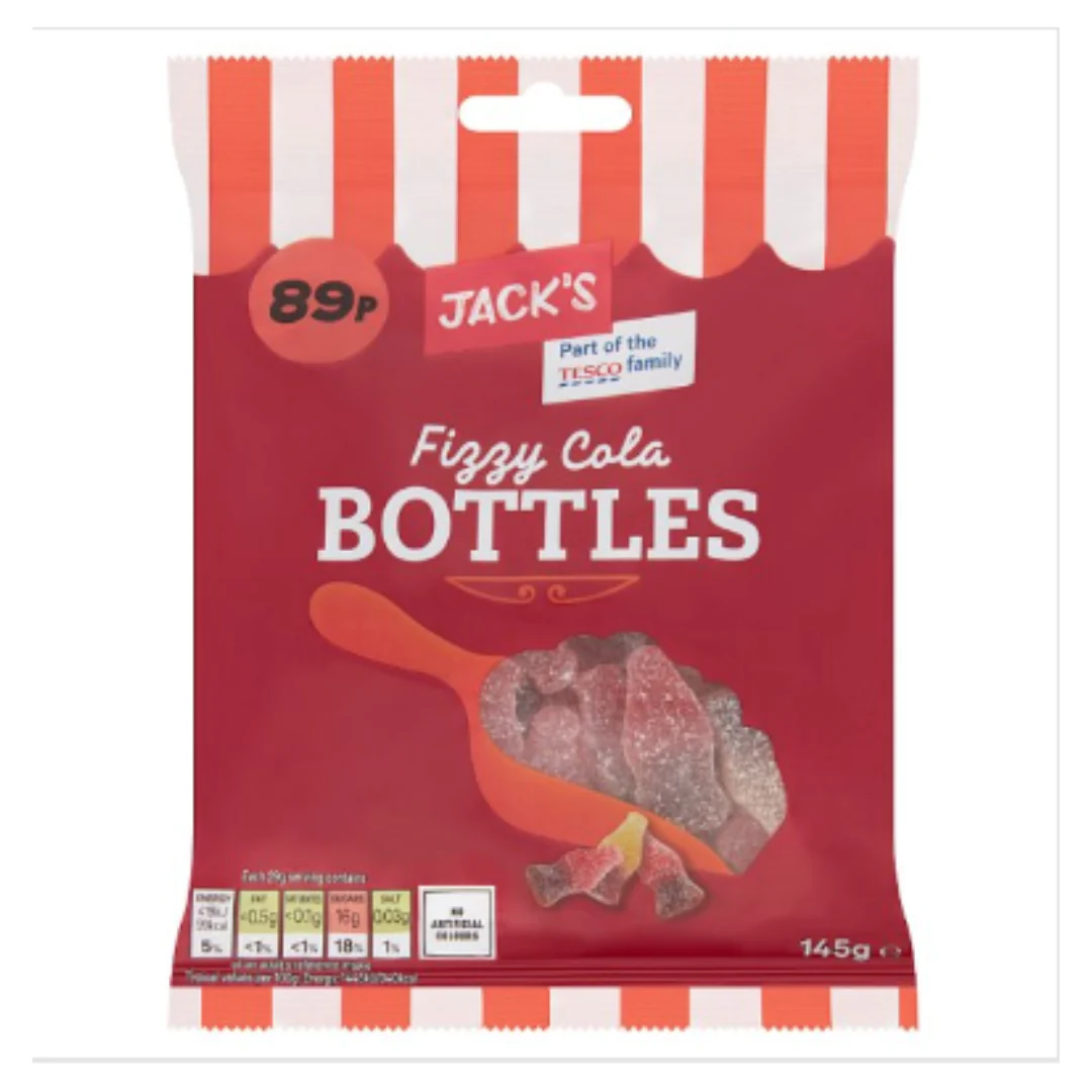 Jack's Fizzy Cola Bottles 145g x Case of 10