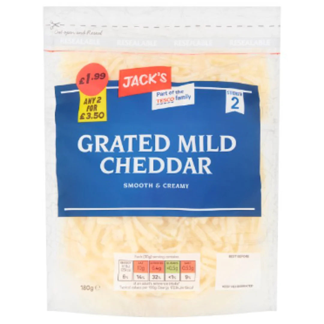Jack's Grated Mild Cheddar 180g x 10