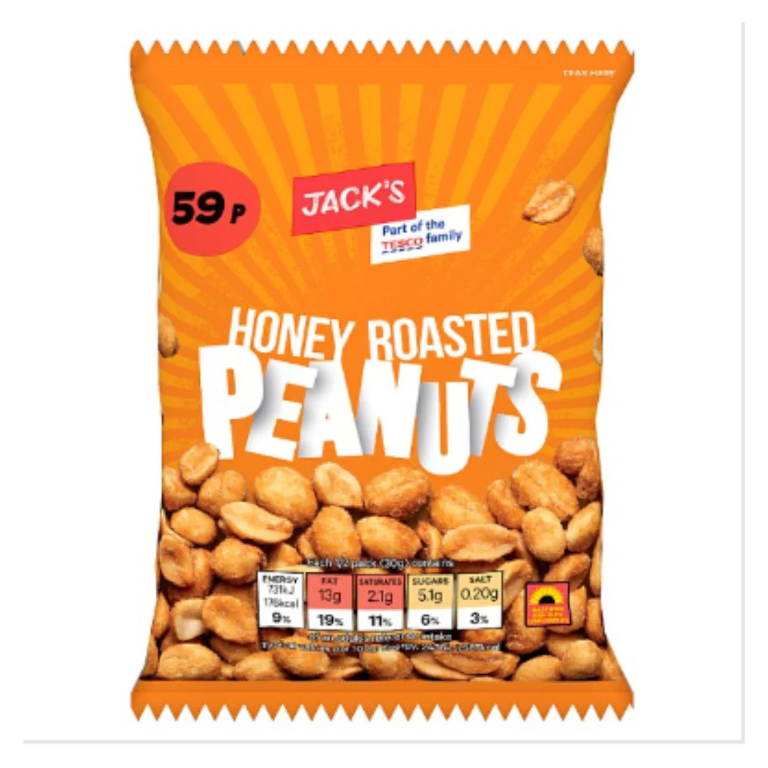 Jack's Honey Roasted Peanuts 60g x Case of 24