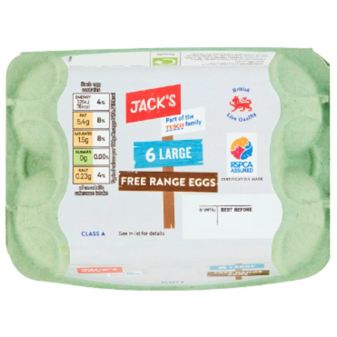 Jack's 6 Large Free Range Eggs x 8