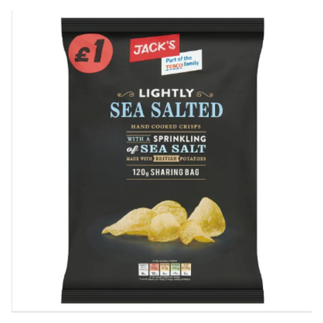 Jack's Lightly Sea Salted Hand Cooked Crisps 120g x Case of 16