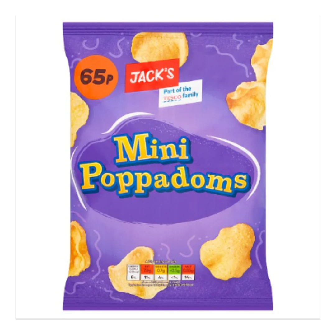 Jack's Mini Poppadoms 25g x  Case of 16
